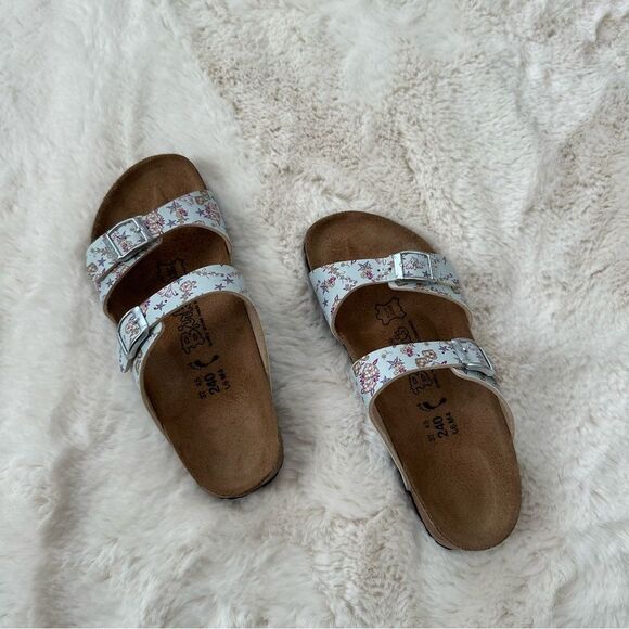 Birkenstock Birkis blue floral double strap sandals size EU 37 - Picture 1 of 9